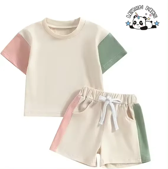 LEZONKIDS - Custom Unisex Toddler Boy Casual Children's Wear T-shirt Trousers 2 Pieces Clothes Sets for Kids